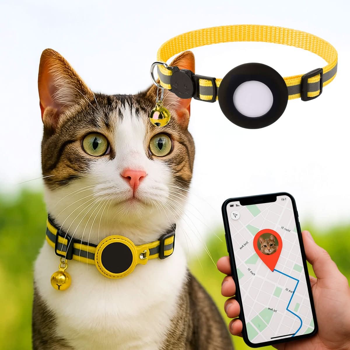 Collier GPS pour chats avec design réfléchissant
