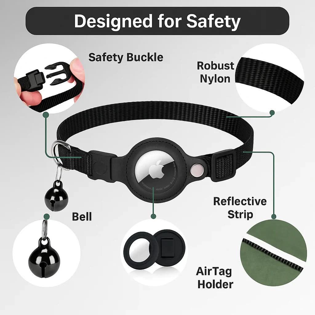 Collier GPS pour chats avec design réfléchissant