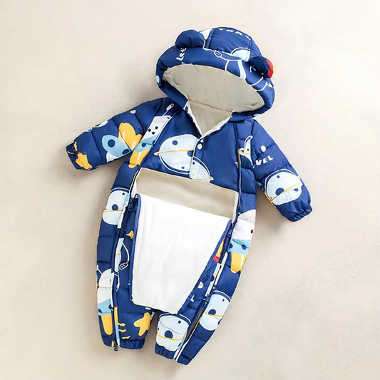 Combinaison à capuche en polaire douillette pour bébés et tout-petits