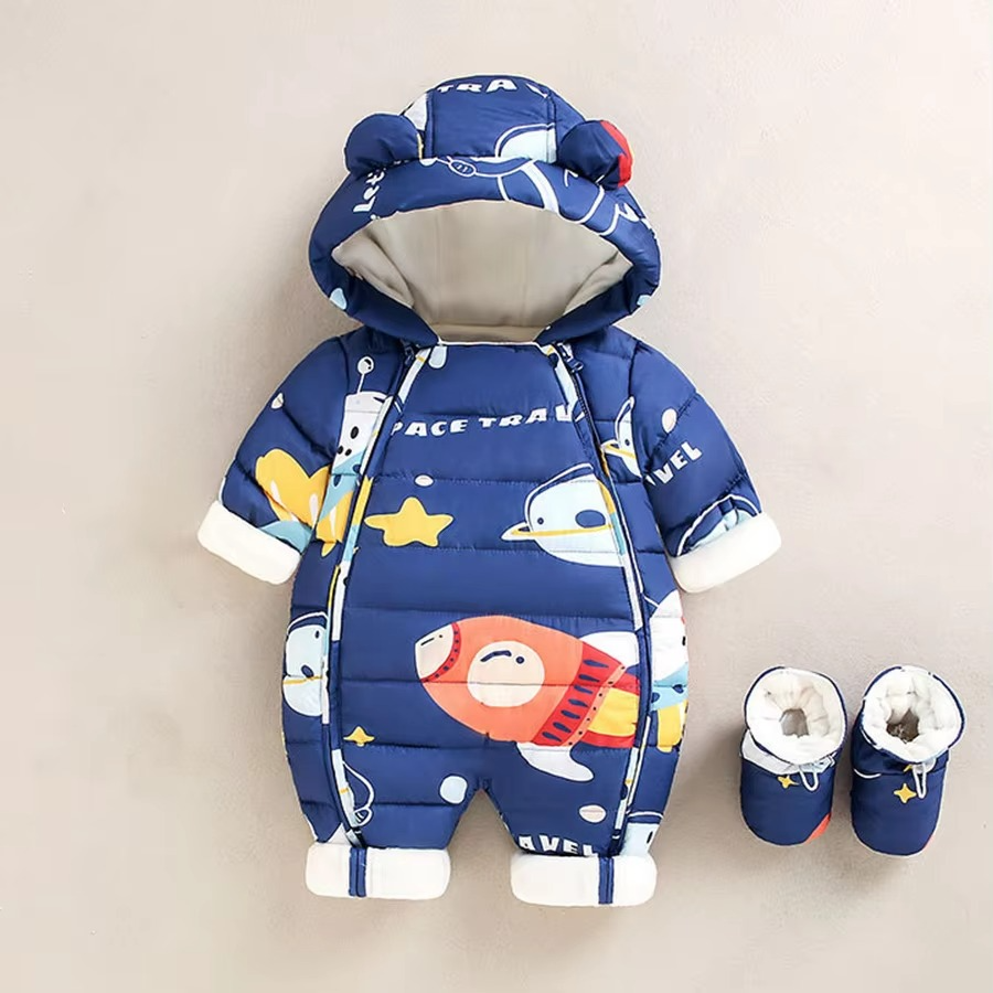 Combinaison à capuche en polaire douillette pour bébés et tout-petits