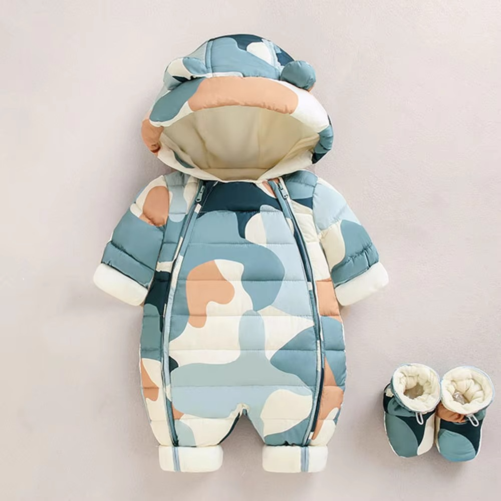 Combinaison à capuche en polaire douillette pour bébés et tout-petits