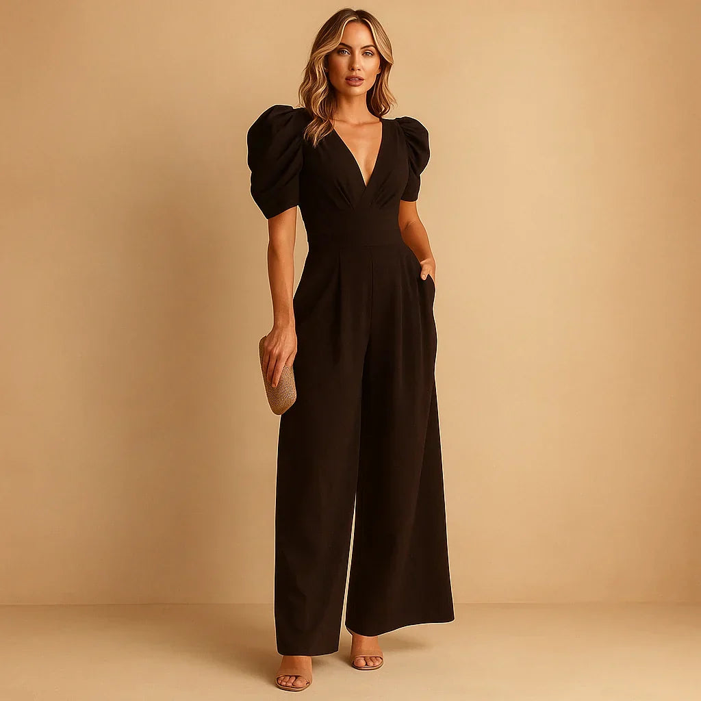 Combinaison pantalon flatteuse à manches bouffantes