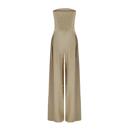 Combinaison pantalon sans bretelles à jambes larges pour femme