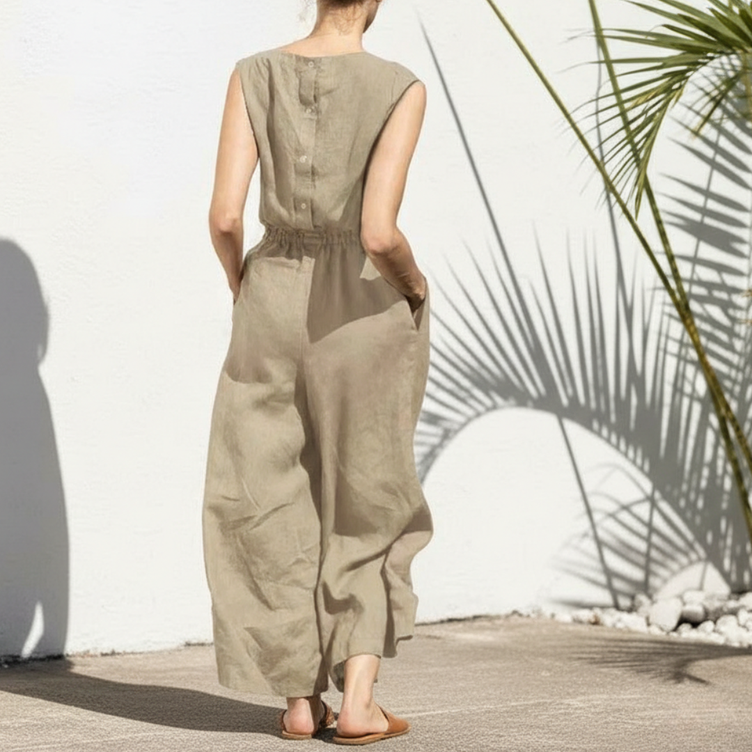 Combinaison pantalon sans manches à jambes larges pour femme