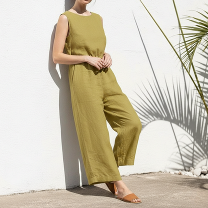 Combinaison pantalon sans manches à jambes larges pour femme