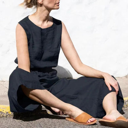 Combinaison pantalon sans manches à jambes larges pour femme