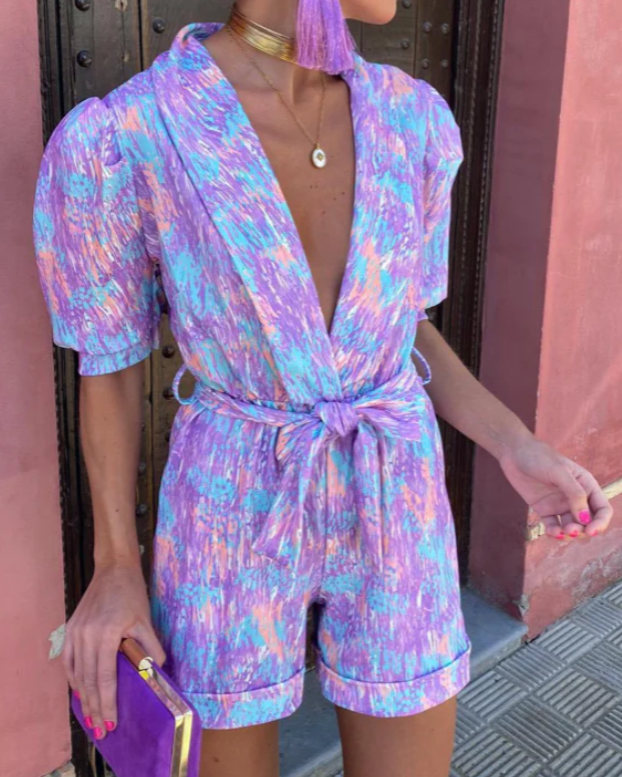 Combishort à col en V élégant pour femme