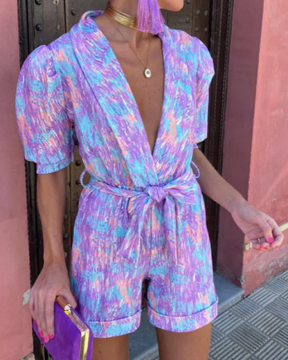 Combishort à col en V élégant pour femme