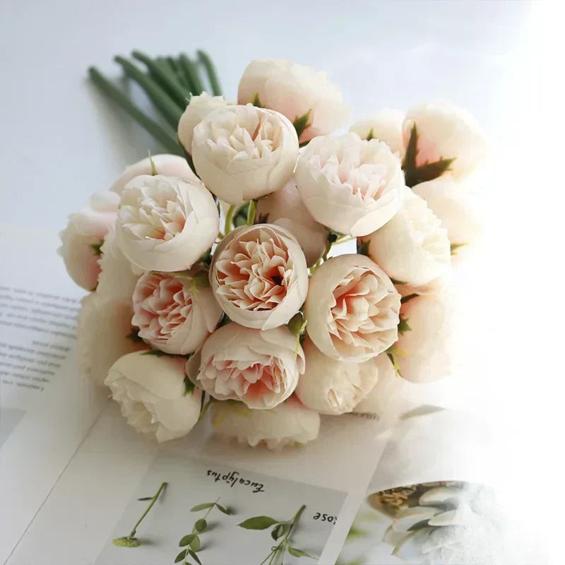 Composition de pivoines en soie - collection nuances romantiques