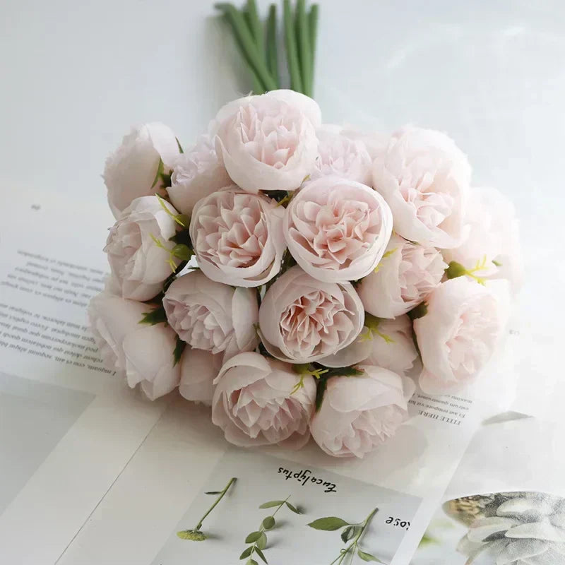 Composition de pivoines en soie - collection nuances romantiques