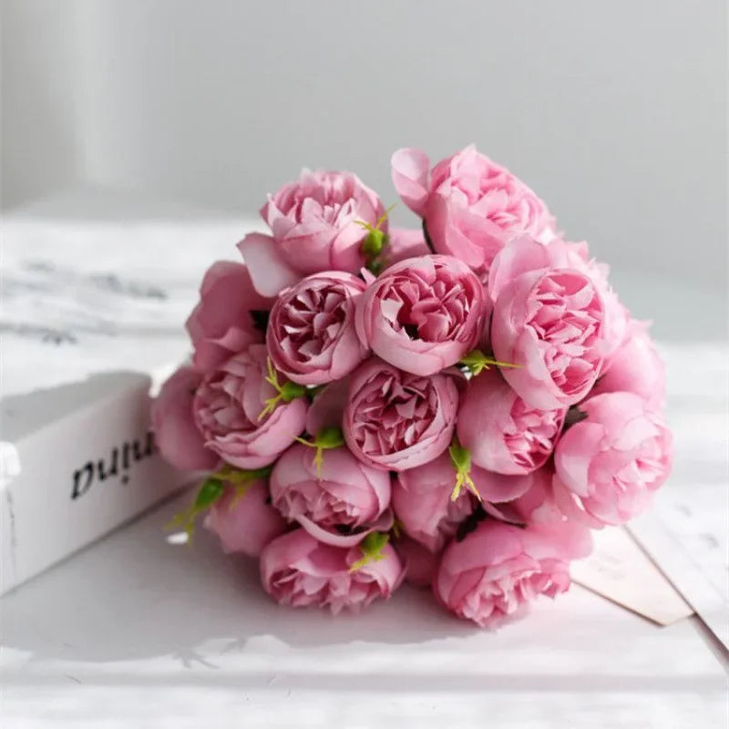 Composition de pivoines en soie - collection nuances romantiques