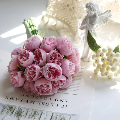 Composition de pivoines en soie - collection nuances romantiques