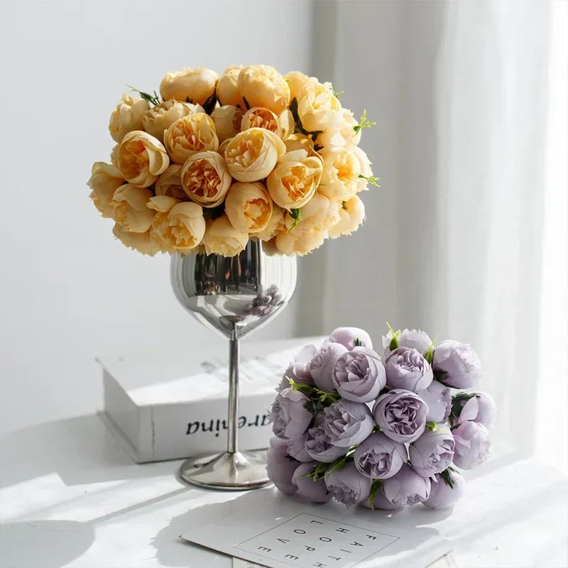 Composition de pivoines en soie - collection nuances romantiques