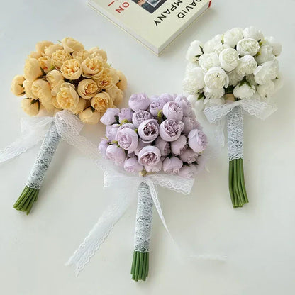 Composition de pivoines en soie - collection nuances romantiques