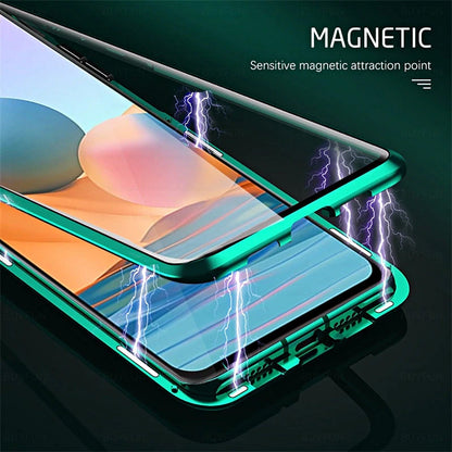 Coque de téléphone magnétique double face en verre trempé
