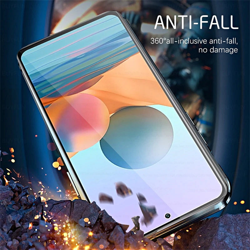 Coque de téléphone magnétique double face en verre trempé