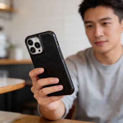 Coque en cuir huilé et ciré - matériau authentique