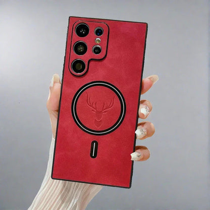 Coque en cuir pour téléphone | coque magnétique pour charge sans fil