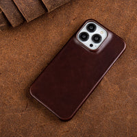 Coque en cuir véritable huilé et ciré
