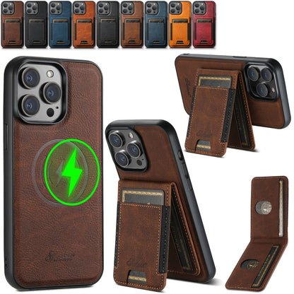 Coque pour téléphone en cuir avec porte-cartes et compatibilité