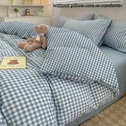 Couette à carreaux bleus - style coréen | douce et durable
