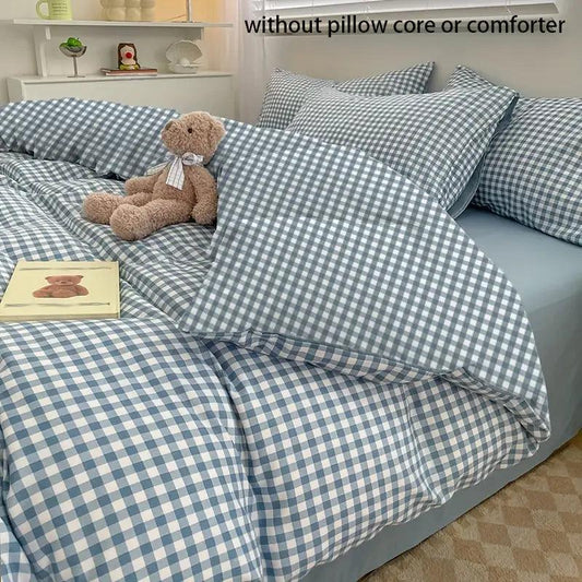 Couette à carreaux bleus - style coréen | douce et durable
