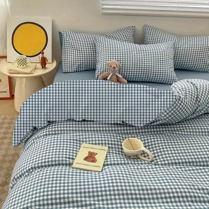 Couette à carreaux bleus - style coréen | douce et durable