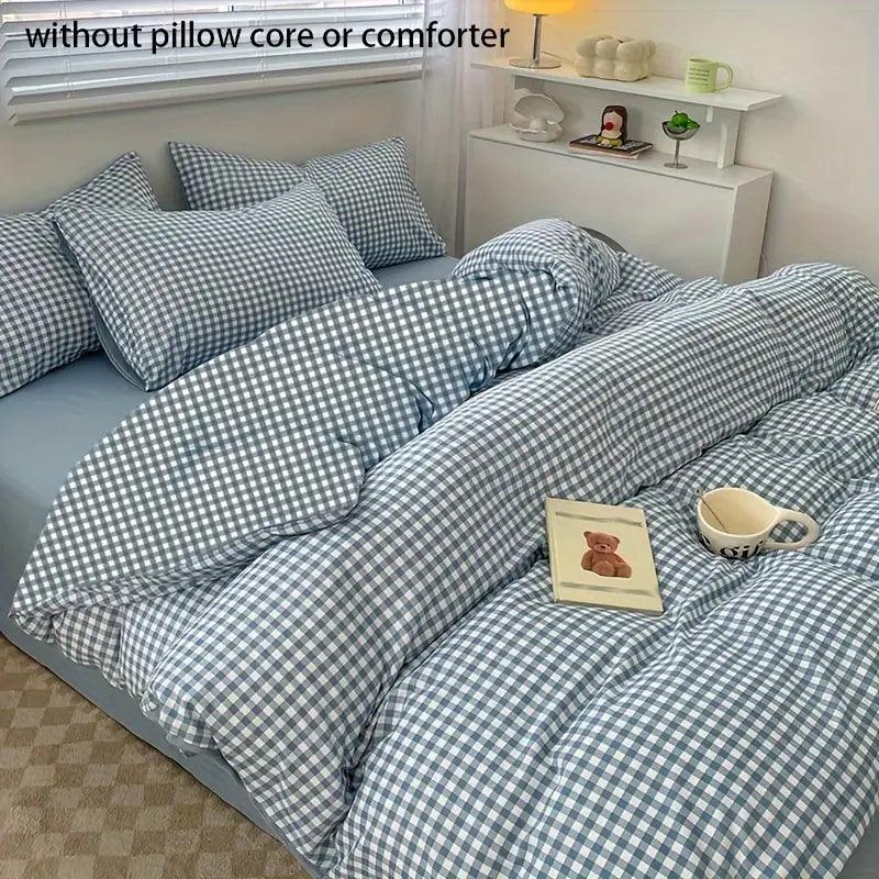 Couette à carreaux bleus - style coréen | douce et durable