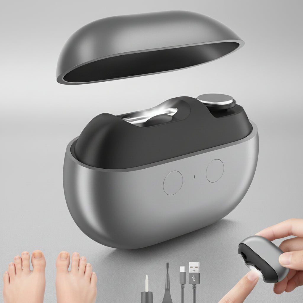 Coupe-ongles électrique avec éclairage LED et fonction de recharge par USB pour ongles des mains et des pieds – outil de coupe précis