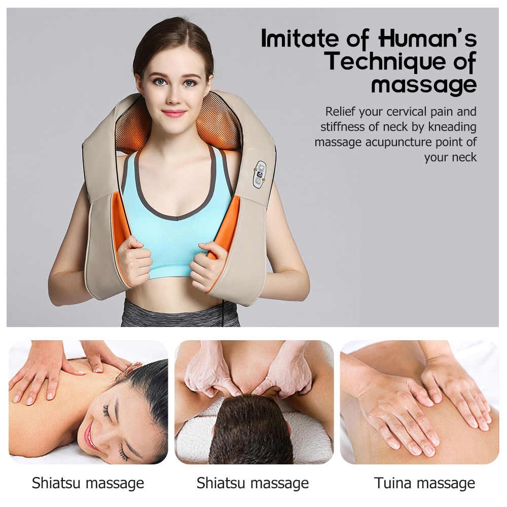 Coussin de massage shiatsu avec chaleur pour la nuque, les épaules et le dos (V2)
