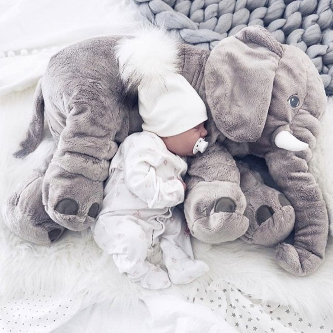 Coussin éléphant en peluche | grande peluche câline pour enfants et bébés