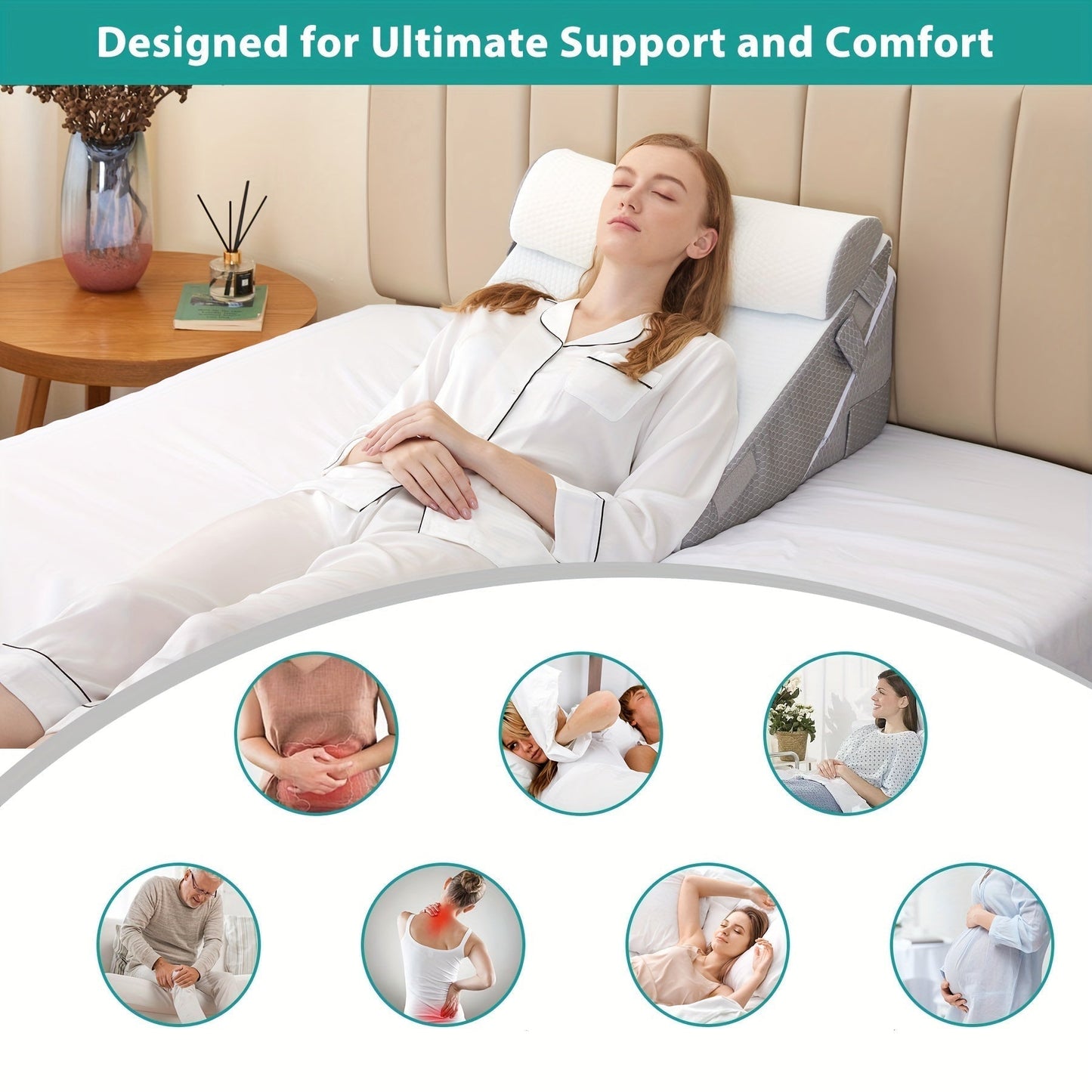 Coussin en coin réglable – confort et soutien pour la convalescence