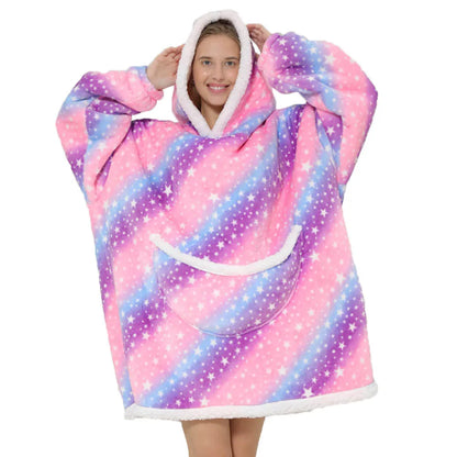 Couverture à enfiler unisexe oversize avec capuche et poches