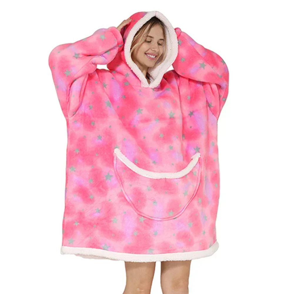 Couverture à enfiler unisexe oversize avec capuche et poches