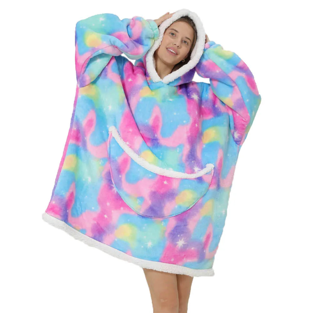 Couverture à enfiler unisexe oversize avec capuche et poches