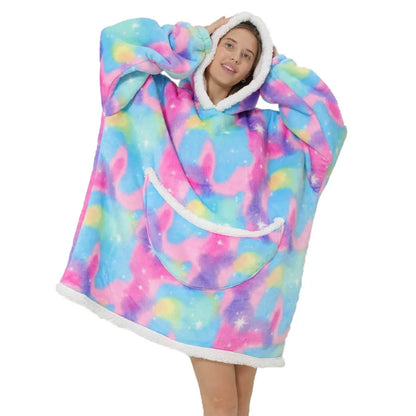 Couverture à enfiler unisexe oversize avec capuche et poches