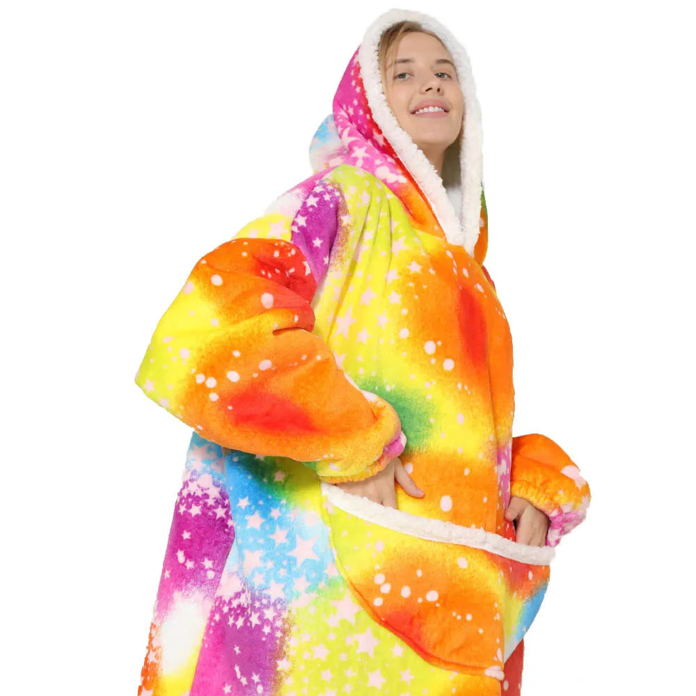 Couverture à enfiler unisexe oversize avec capuche et poches