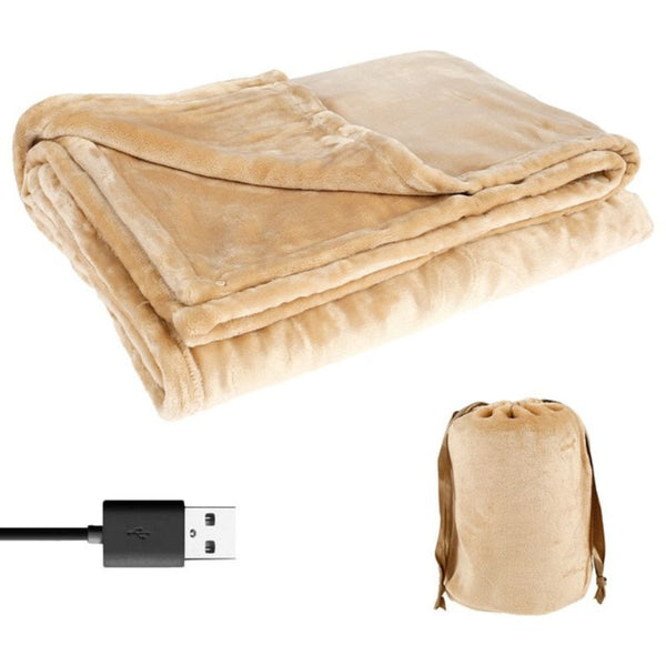 Couverture chauffante électrique sans fil – plaid chauffant en flanelle USB portable