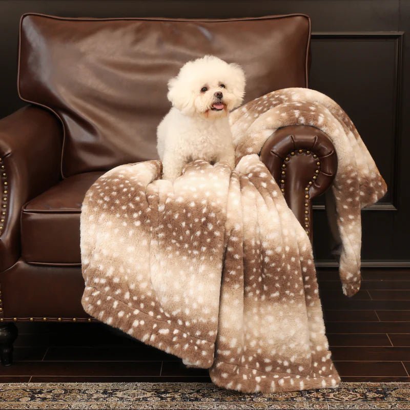 Couverture en fourrure à motif de cerf, réversible, effet peluche