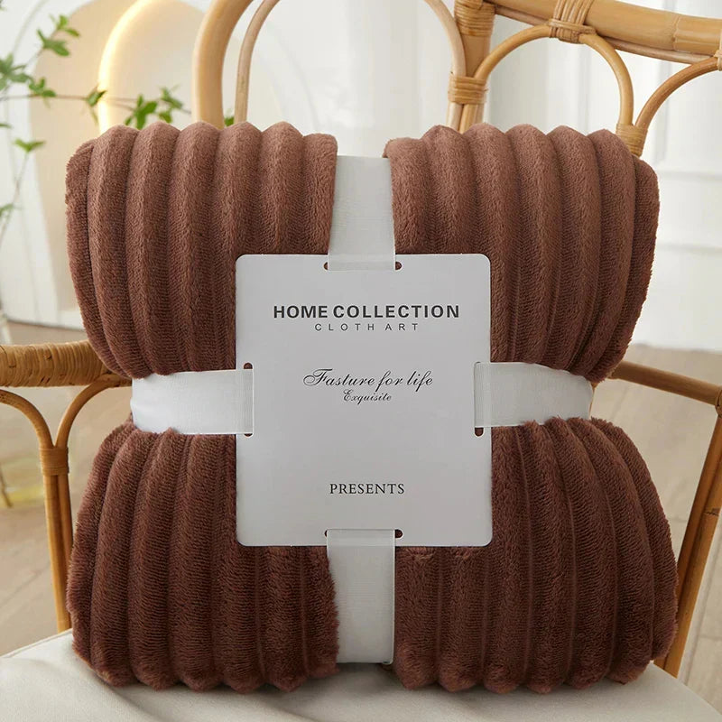 Couverture en polaire flanelle à larges rayures