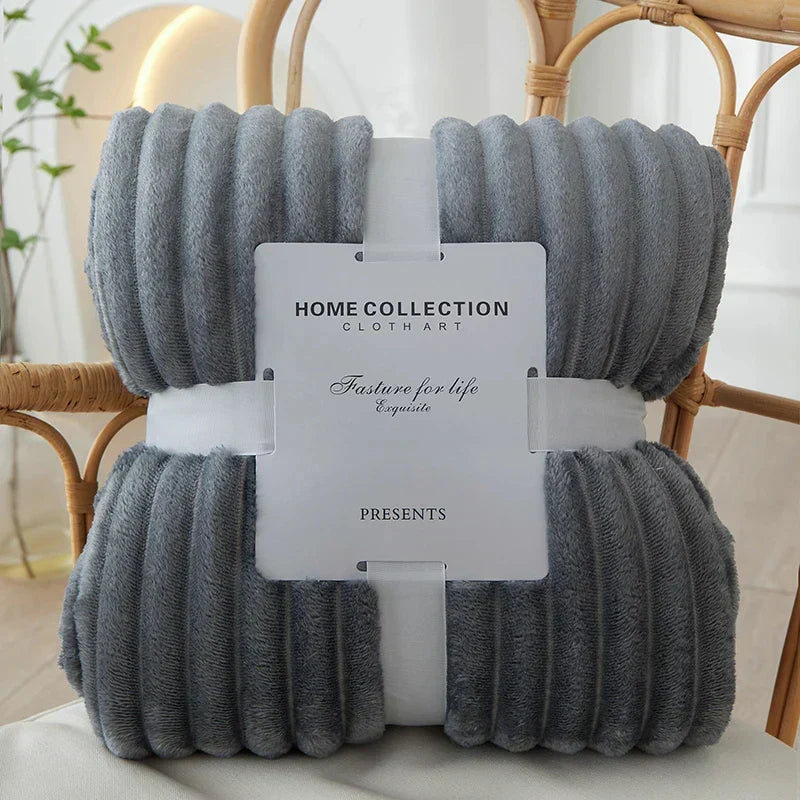 Couverture en polaire flanelle à larges rayures