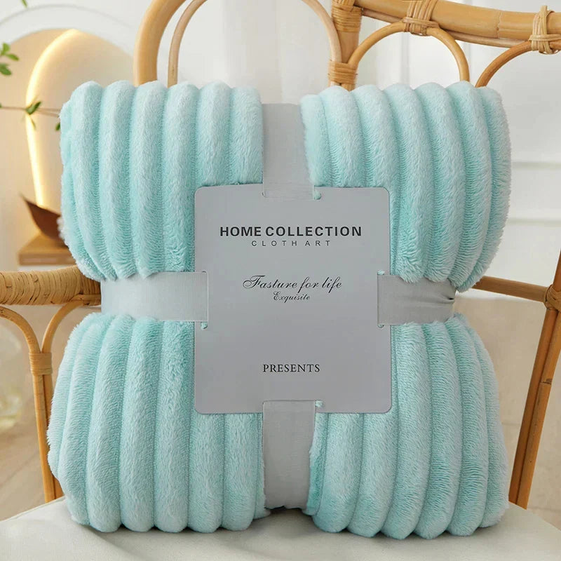 Couverture en polaire flanelle à larges rayures