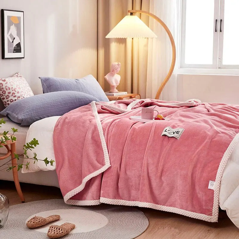Couverture polaire flanelle rose