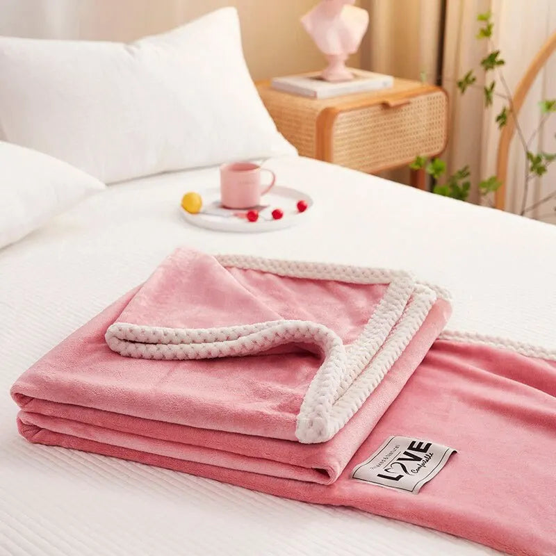 Couverture polaire flanelle rose