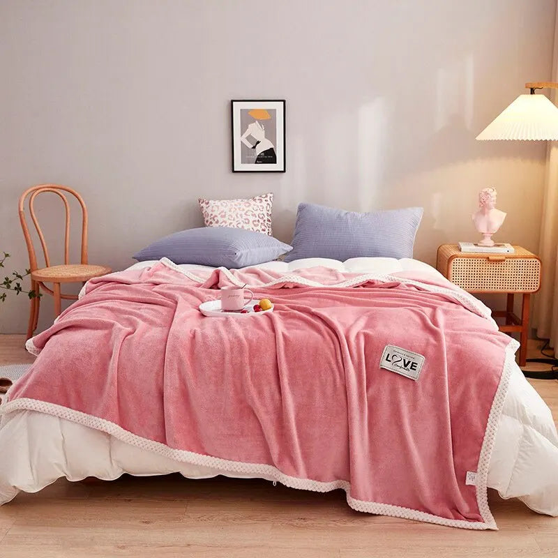Couverture polaire flanelle rose