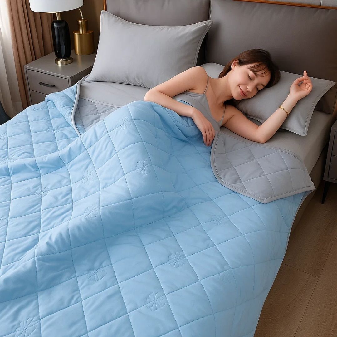 Couverture rafraîchissante – confort immédiat – fibres de soie hypoallergéniques – prévention de la surchauffe – soulagement des sueurs nocturnes pour les peaux sensibles