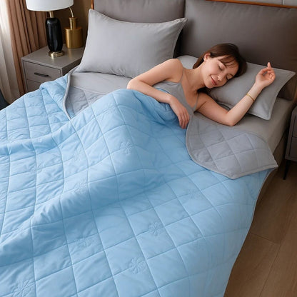Couverture rafraîchissante – confort immédiat – fibres de soie hypoallergéniques – prévention de la surchauffe – soulagement des sueurs nocturnes pour les peaux sensibles