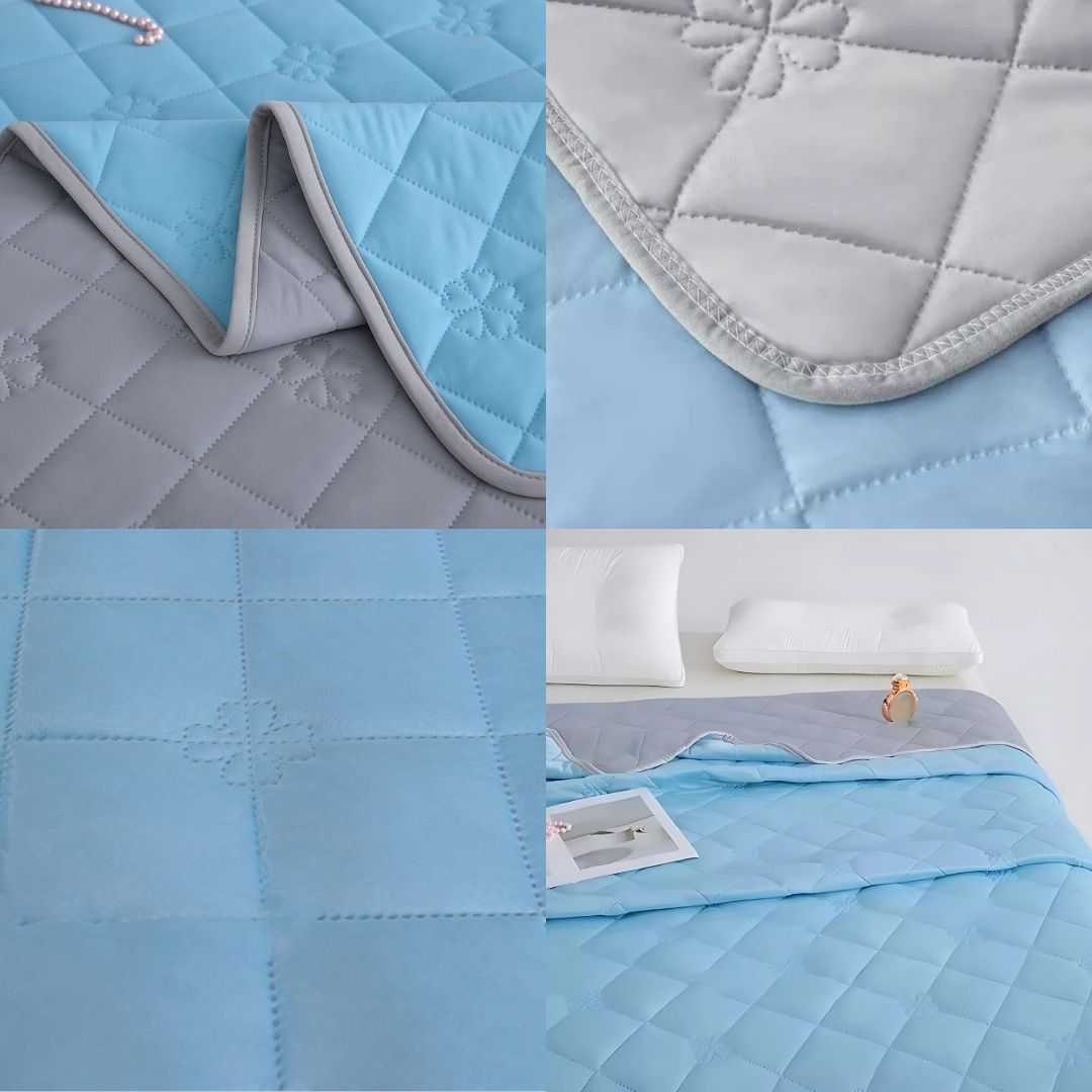 Couverture rafraîchissante – confort immédiat – fibres de soie hypoallergéniques – prévention de la surchauffe – soulagement des sueurs nocturnes pour les peaux sensibles