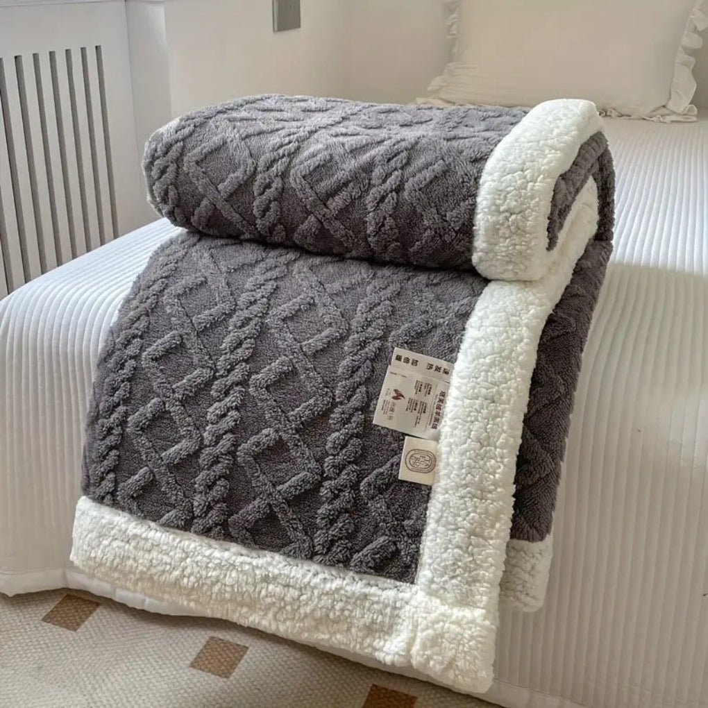 Couverture sherpa en maille à losanges