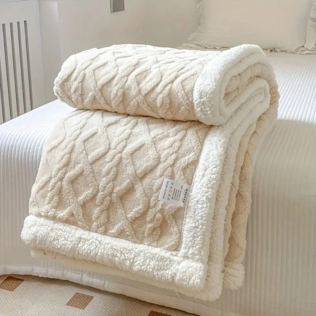 Couverture sherpa en maille à losanges